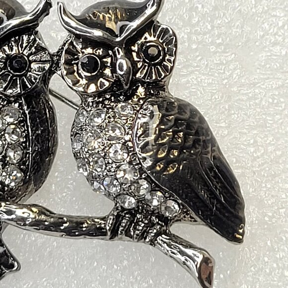 Two Owls Brooch Pin - Picture 8 of 11